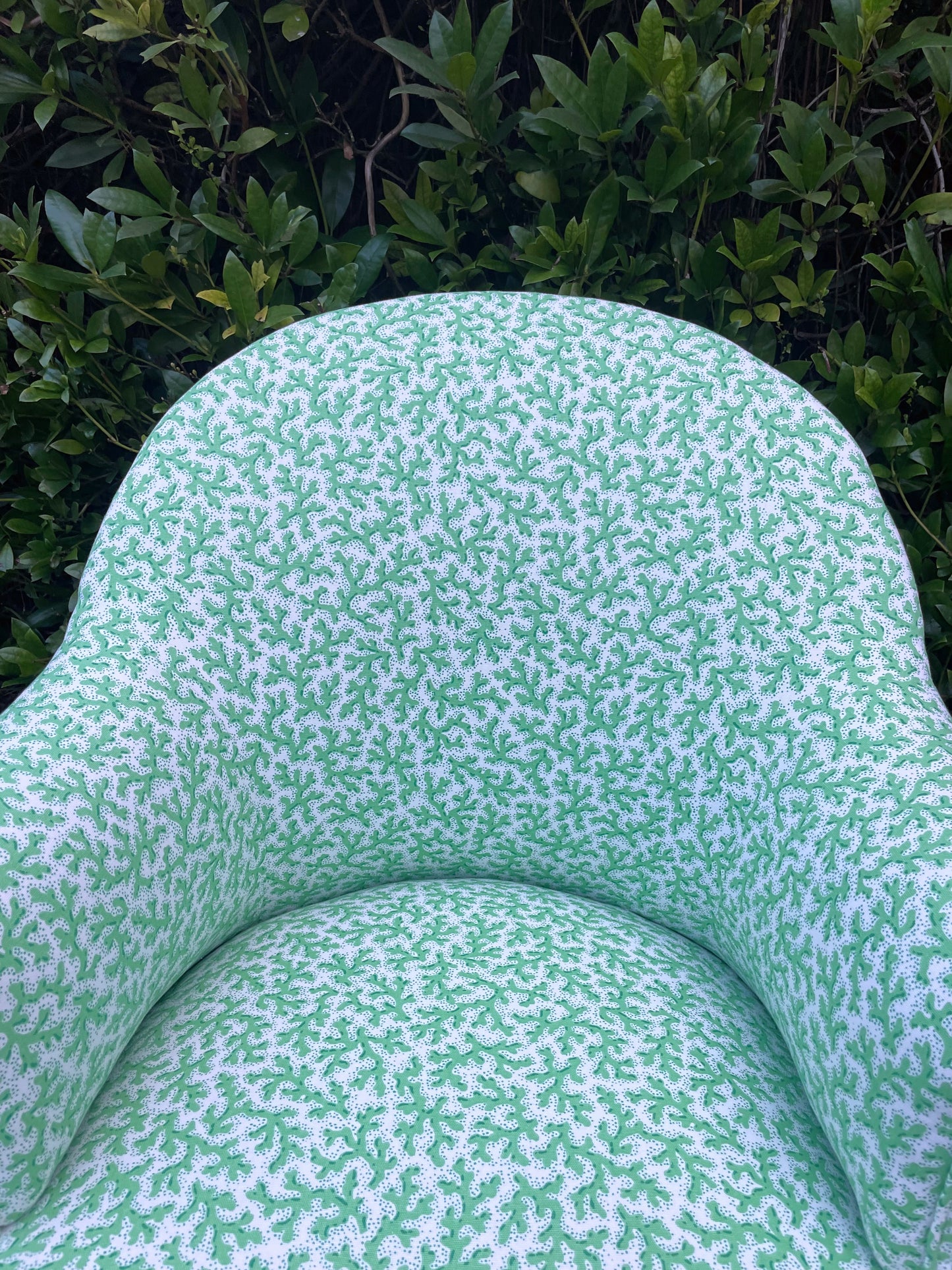 Schumacher ‘Sea Coral’ skirted armchair